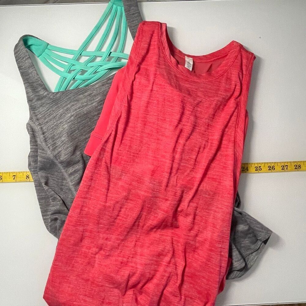 Lot of 2 Lululemon Heather Slate Coral Wild And Work The Circuit Tank Top Size 4